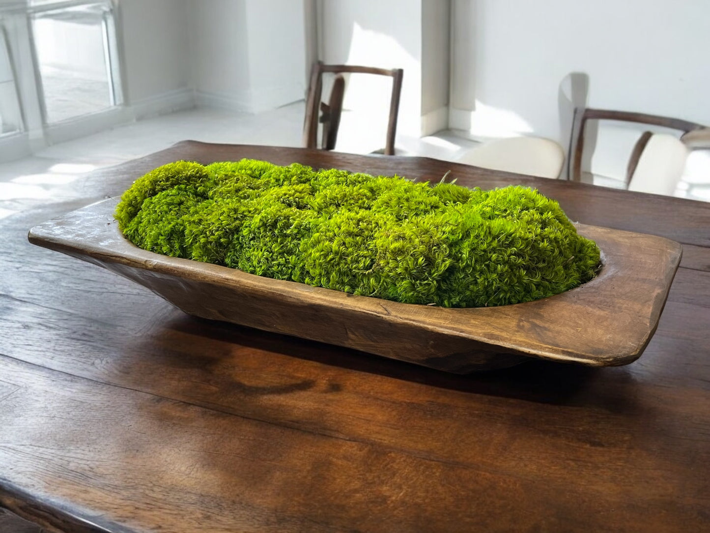 27” Grand Mid Century Modern Dough Bowl with Preserved Moss