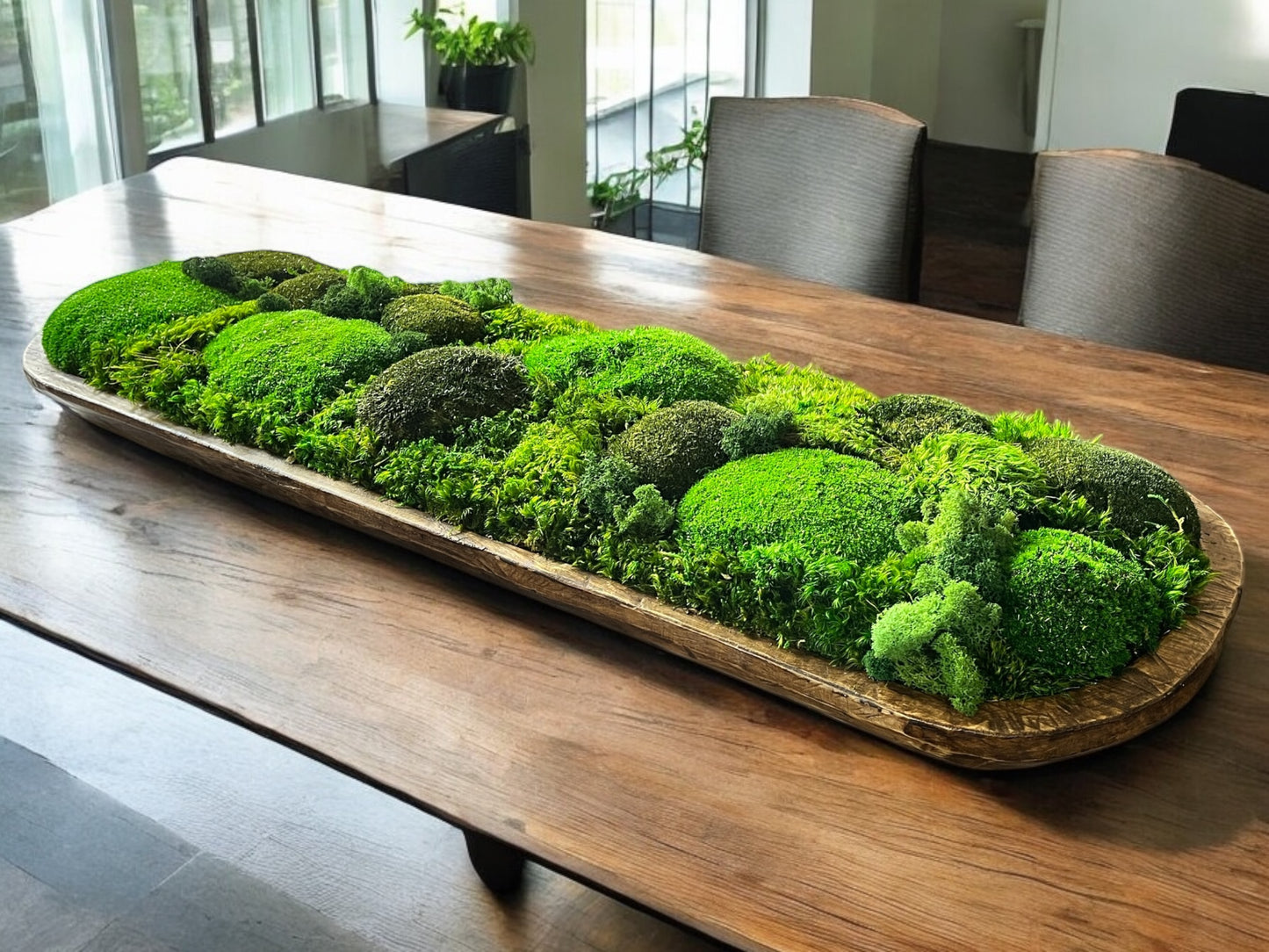 40” Preserved Moss Centerpiece Large Dough Bowl