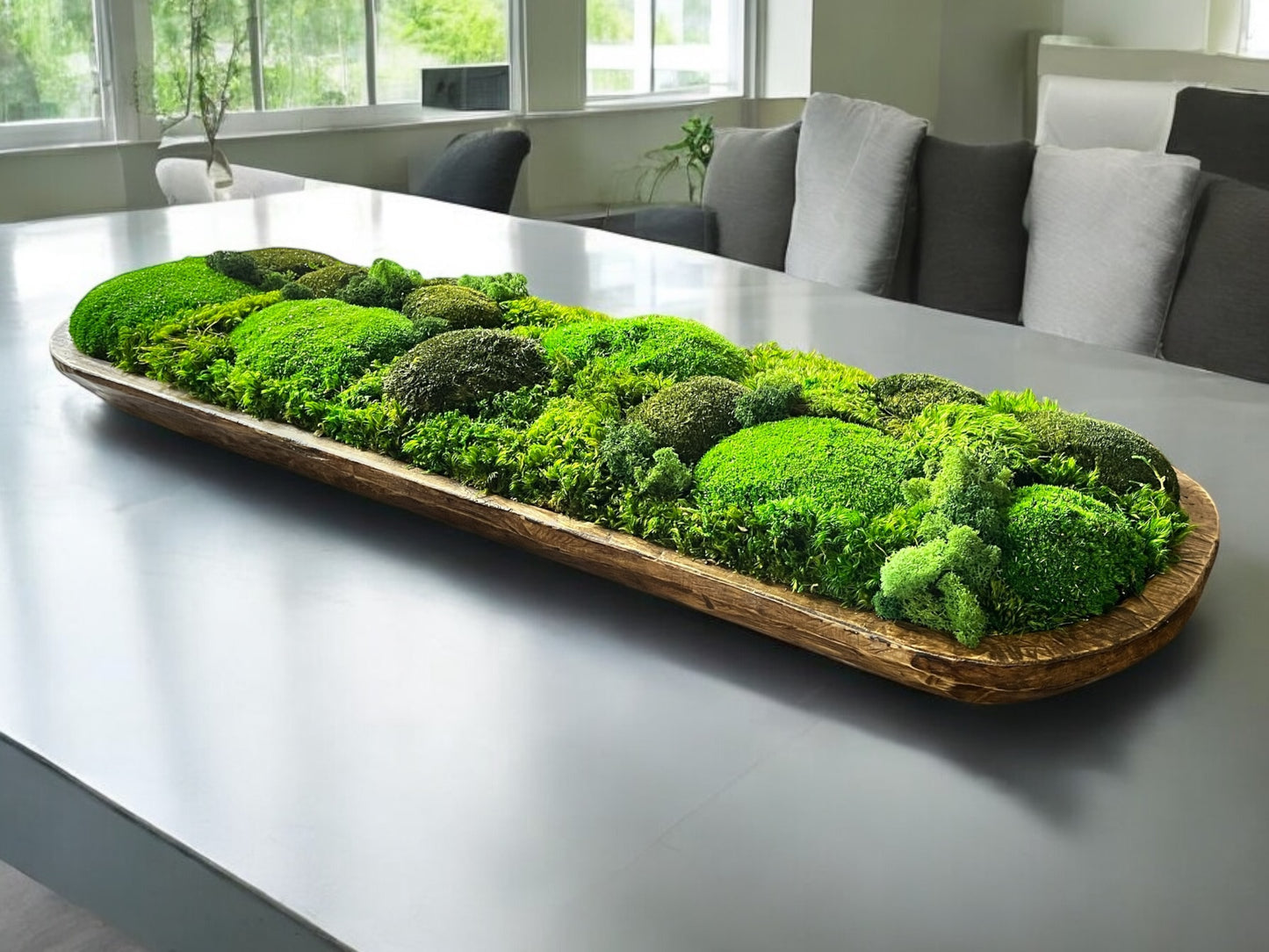 40” Preserved Moss Centerpiece Large Dough Bowl