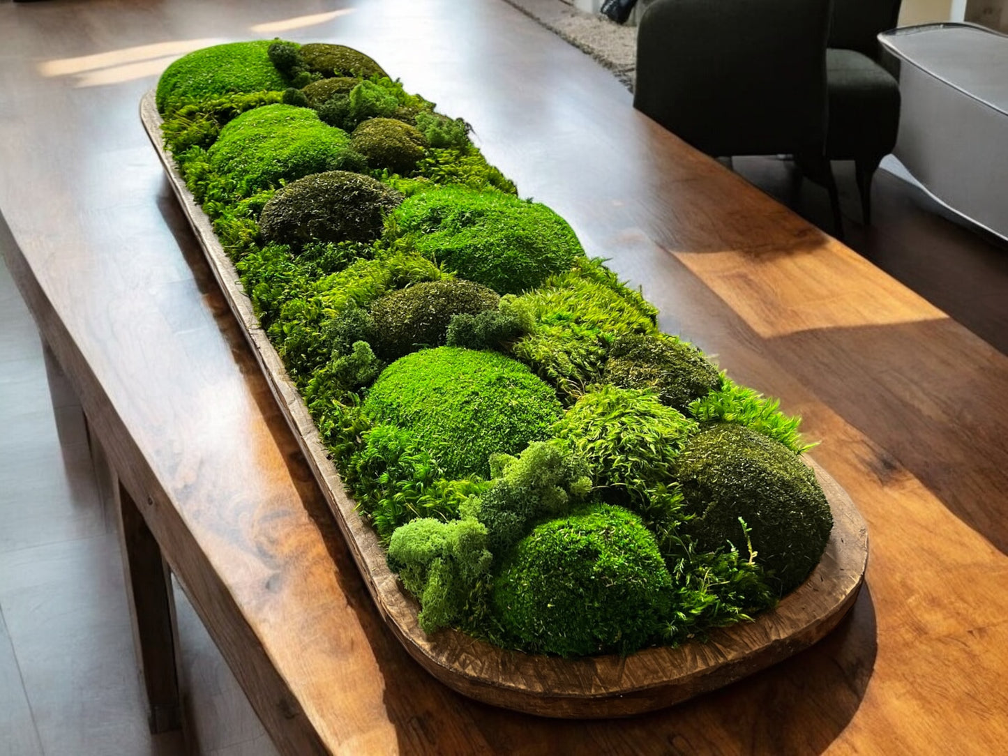 40” Preserved Moss Centerpiece Large Dough Bowl