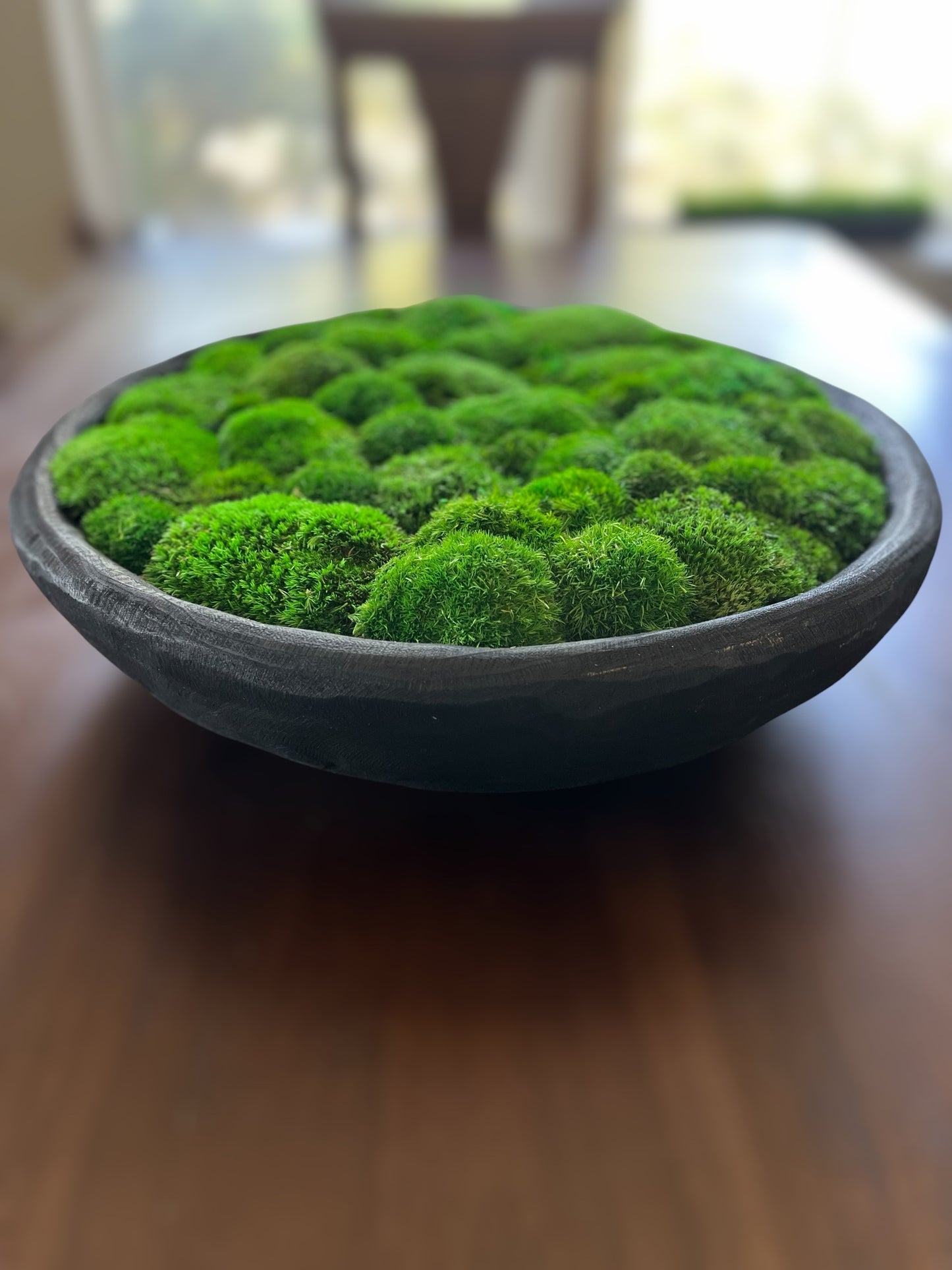 20" Round Paulownia Wood Bowl with Preserved moss