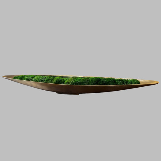 52" Extra Long Preserved Moss Metal Boat Bowl