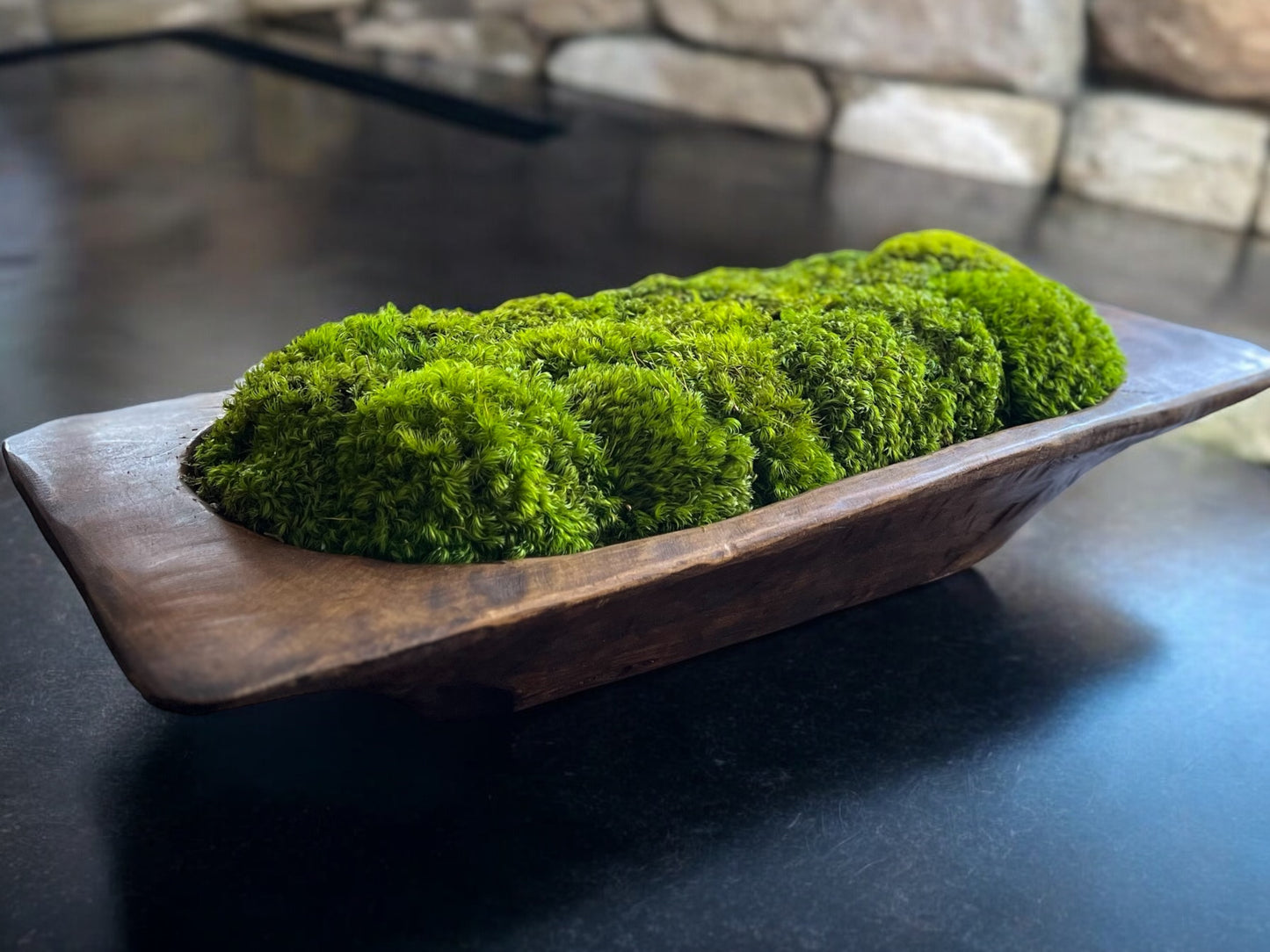 27” Grand Mid Century Modern Dough Bowl with Preserved Moss