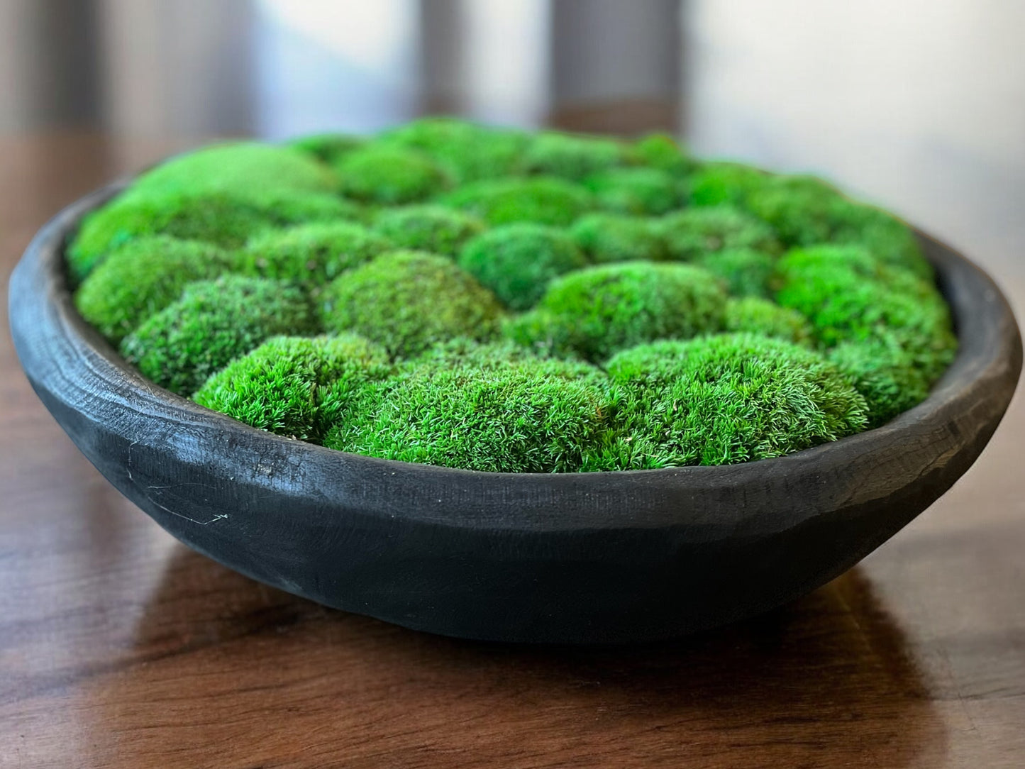 20" Round Paulownia Wood Bowl with Preserved moss