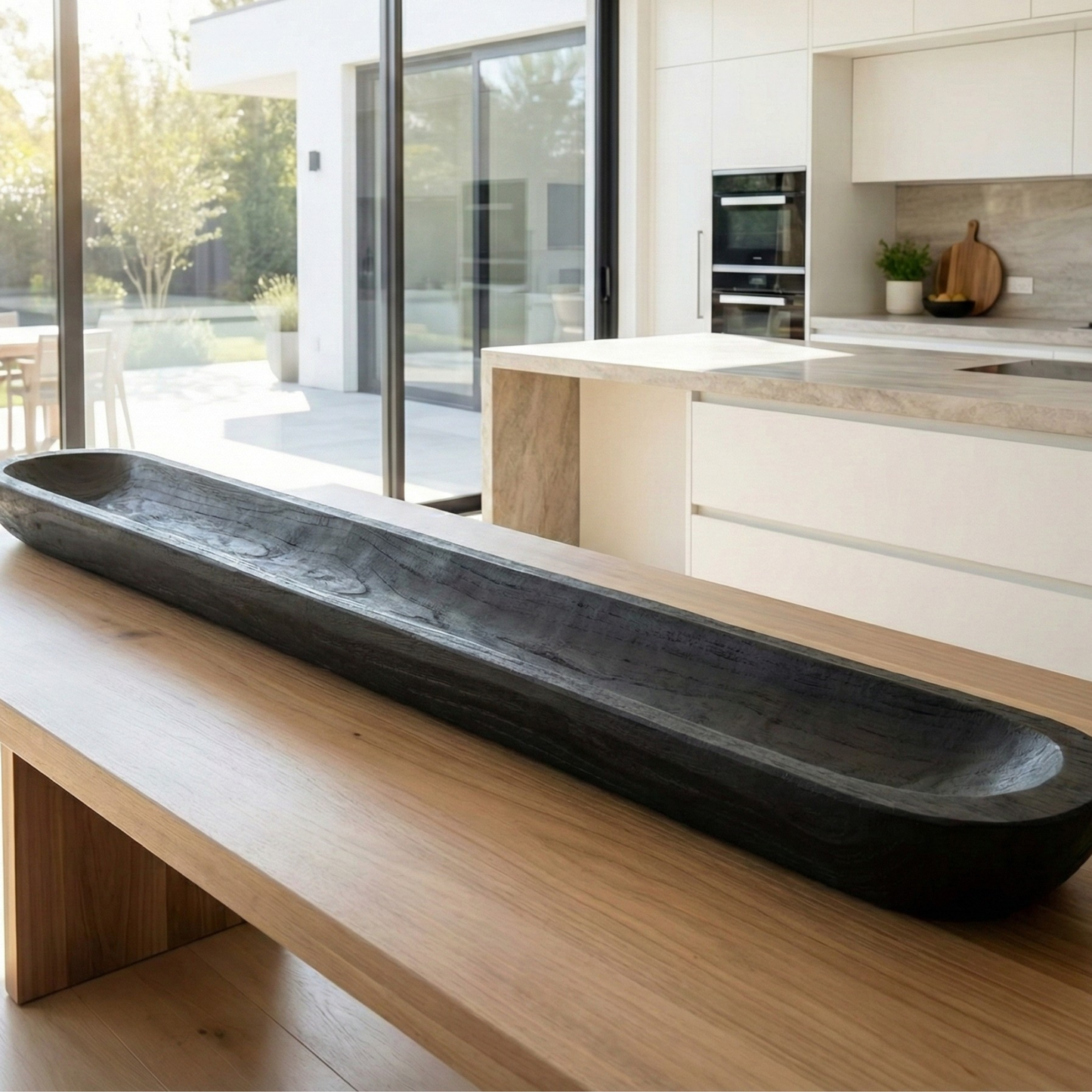 40" Handmade Long Wood Dough Bowl