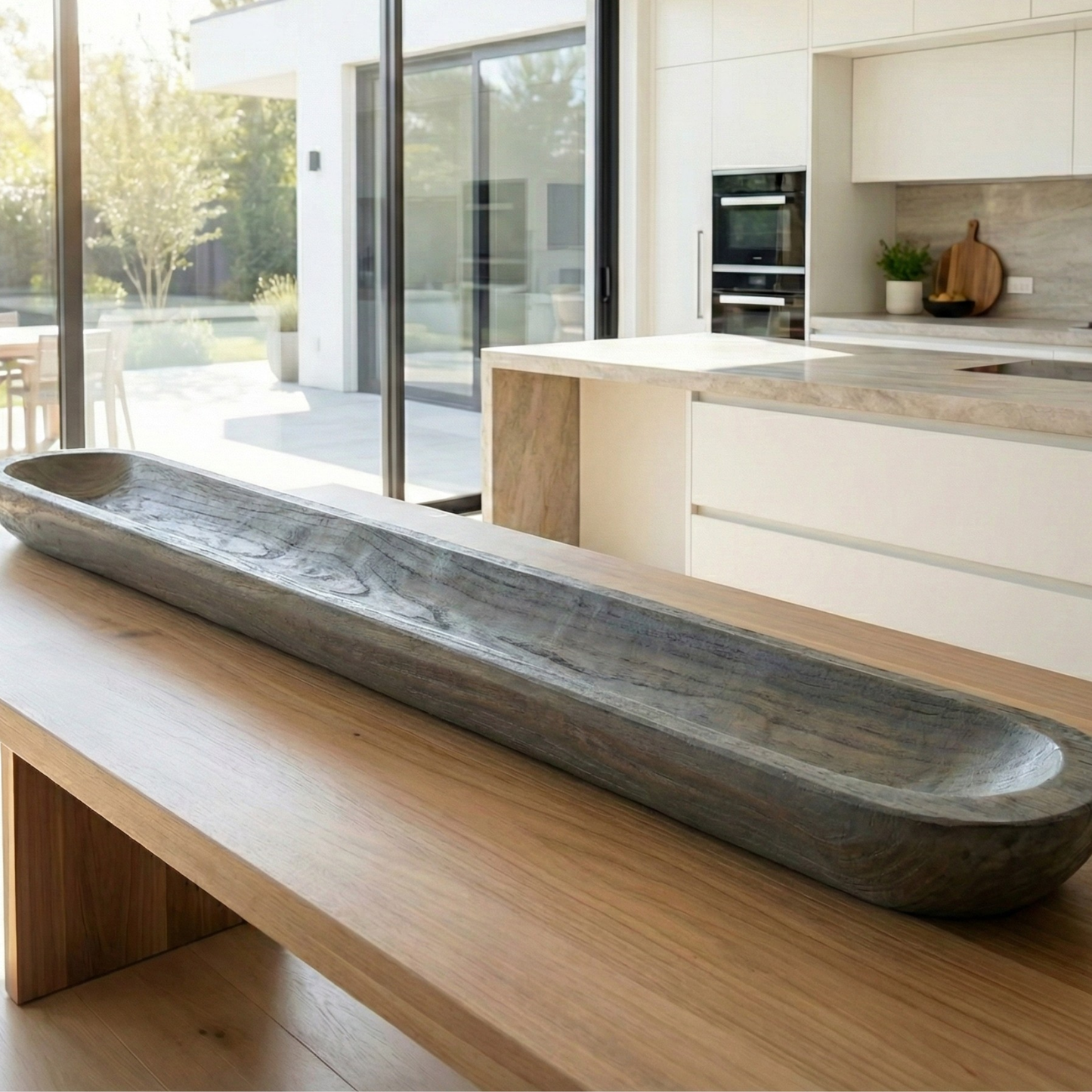 40" Handmade Long Wood Dough Bowl