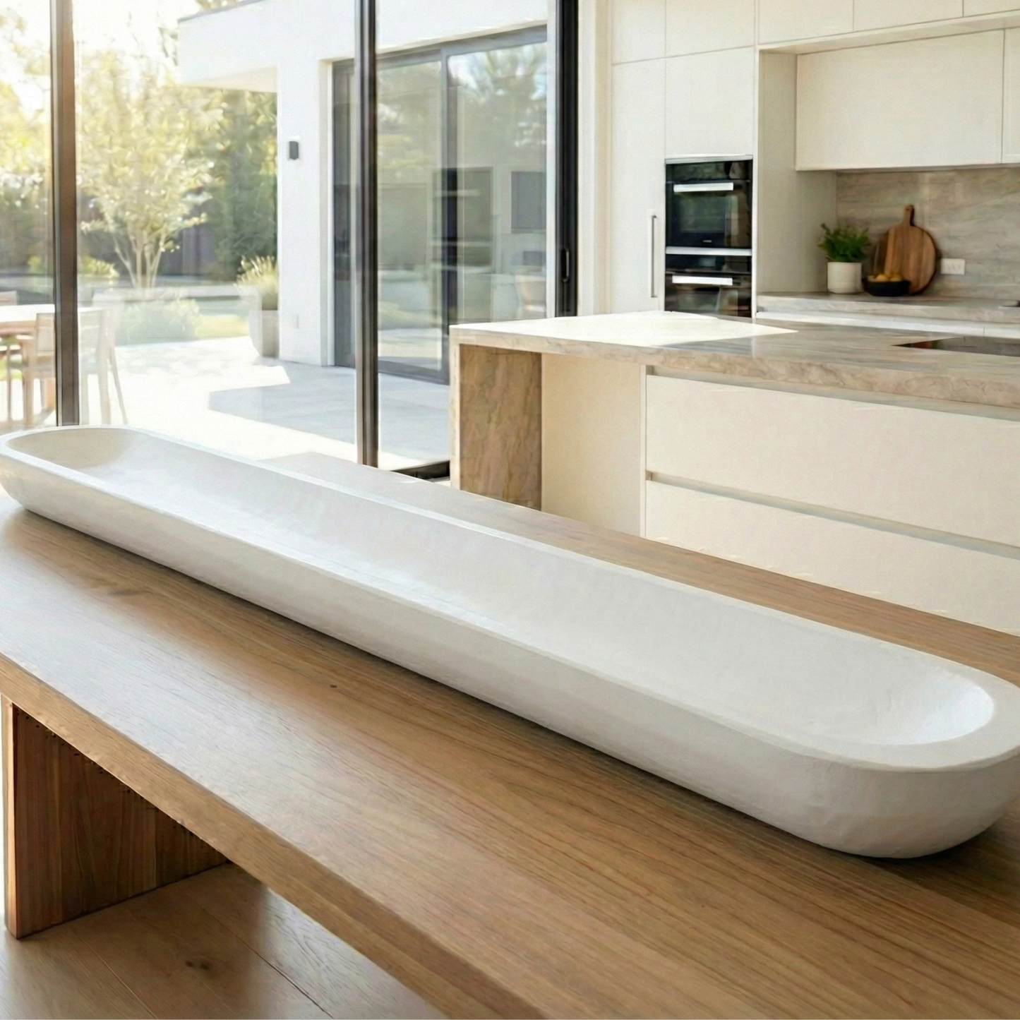 40" Handmade Long Wood Dough Bowl