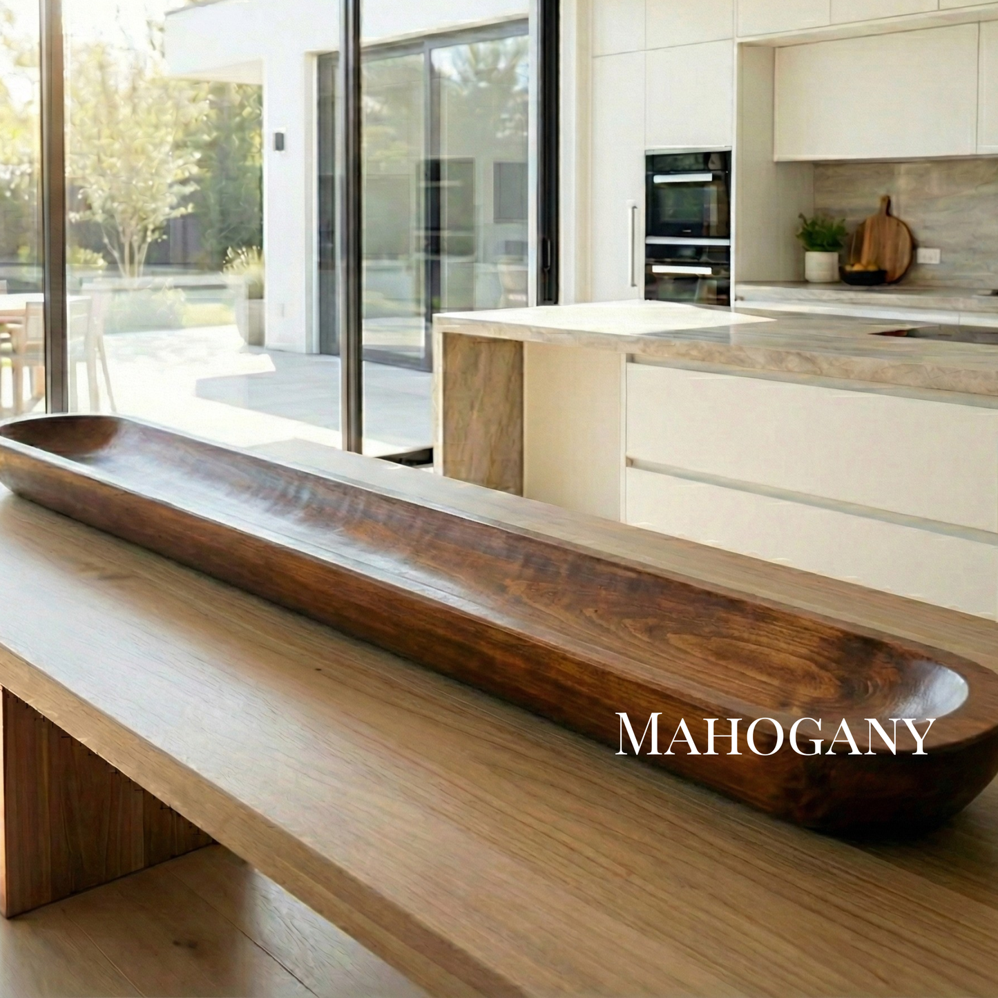 40" Handmade Long Wood Dough Bowl