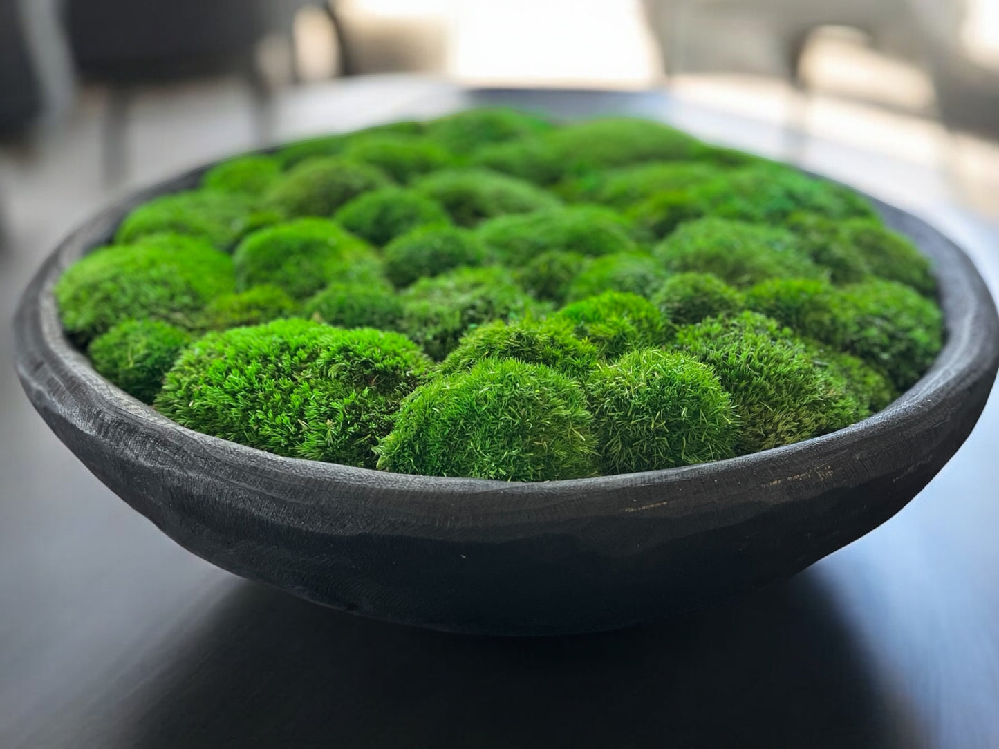 20" Round Paulownia Wood Bowl with Preserved moss