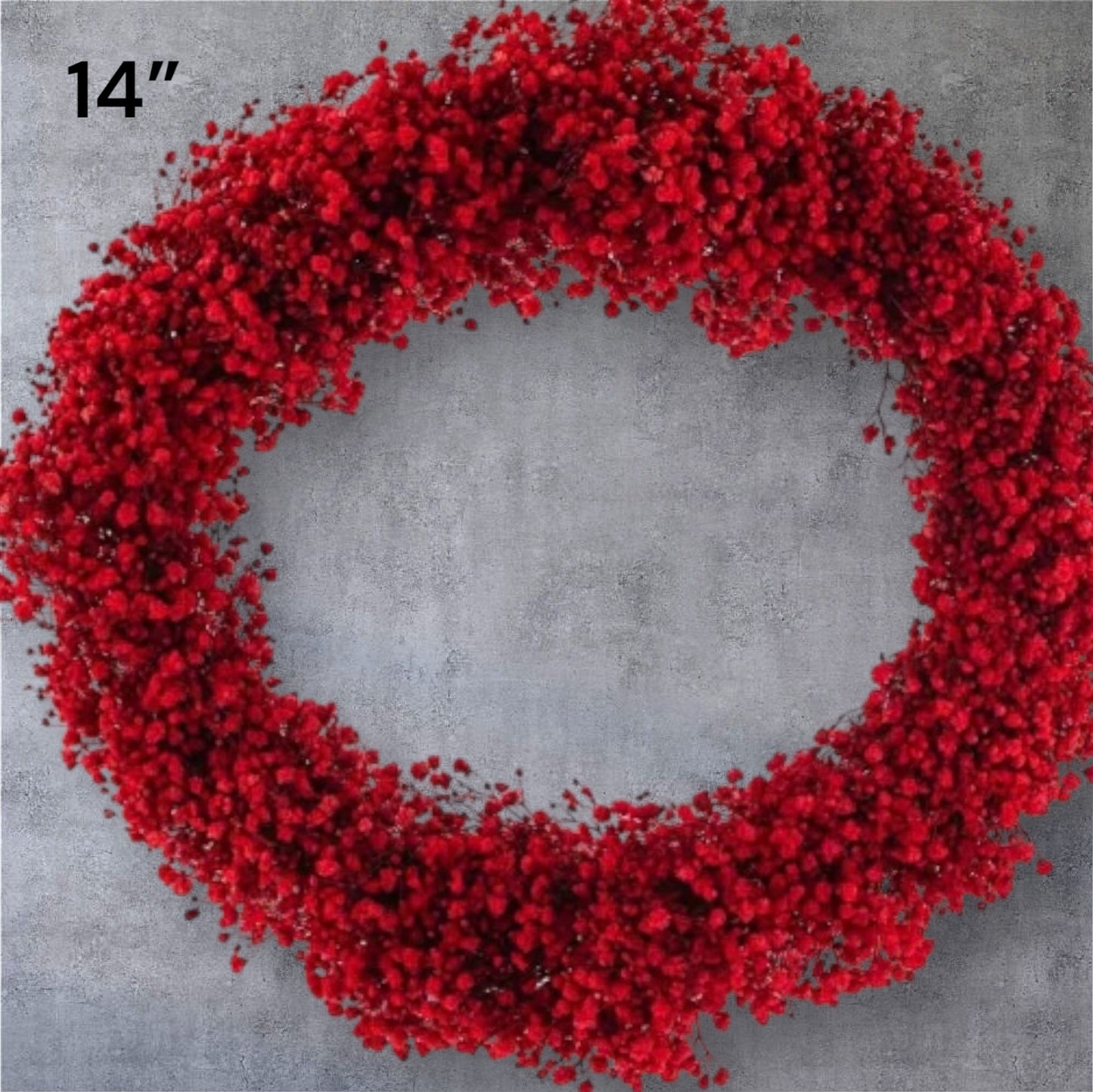 14-inch Preserved Baby's Breath Wreath Red - Christmas Wreath