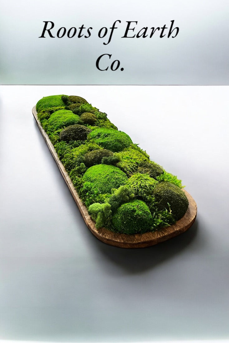 40” Preserved Moss Centerpiece Large Dough Bowl