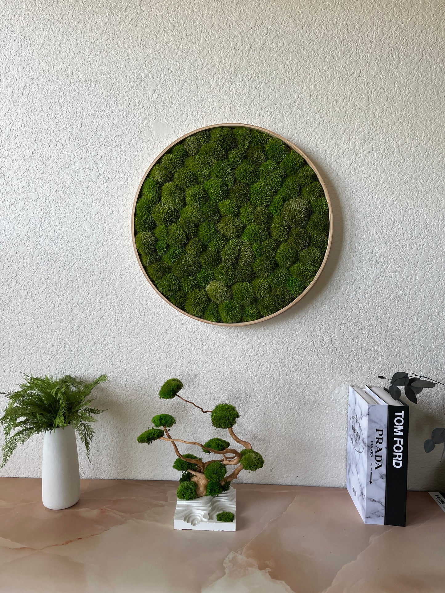 Custom Round Preserved Moss Wall Art