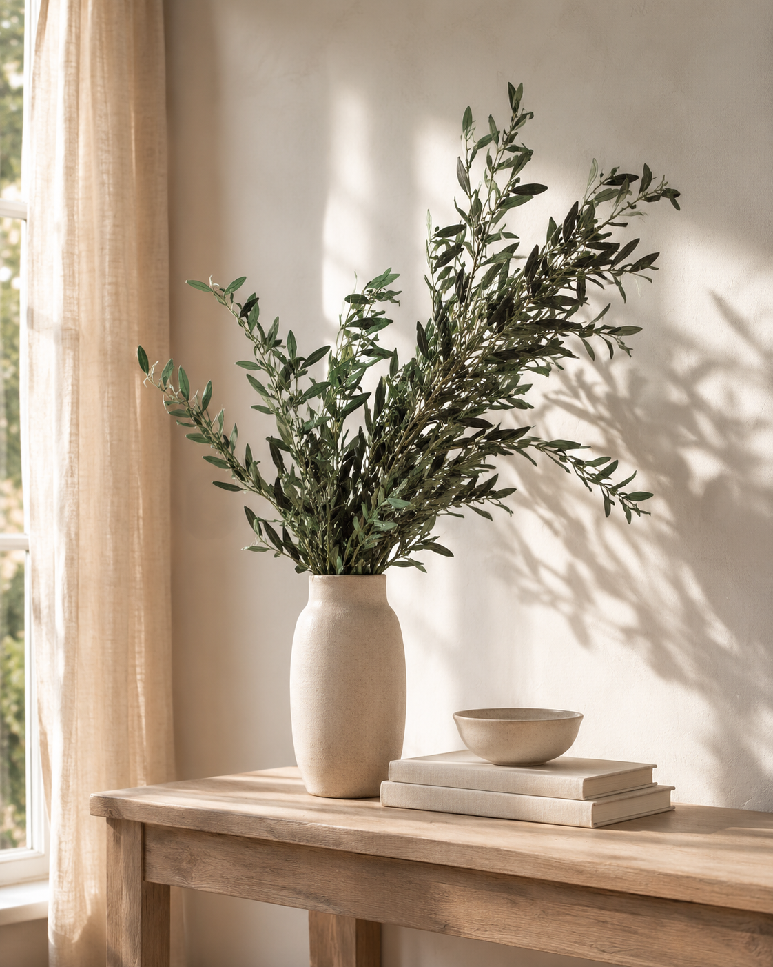 Preserved Olive Branches – Real Dried Mediterranean Greenery Stems for Tall Vase