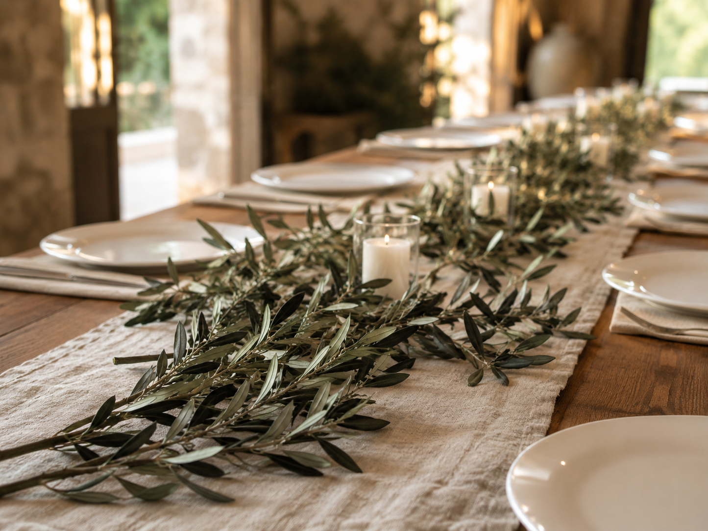 Preserved Olive Branches – Real Dried Mediterranean Greenery Stems for Tall Vase