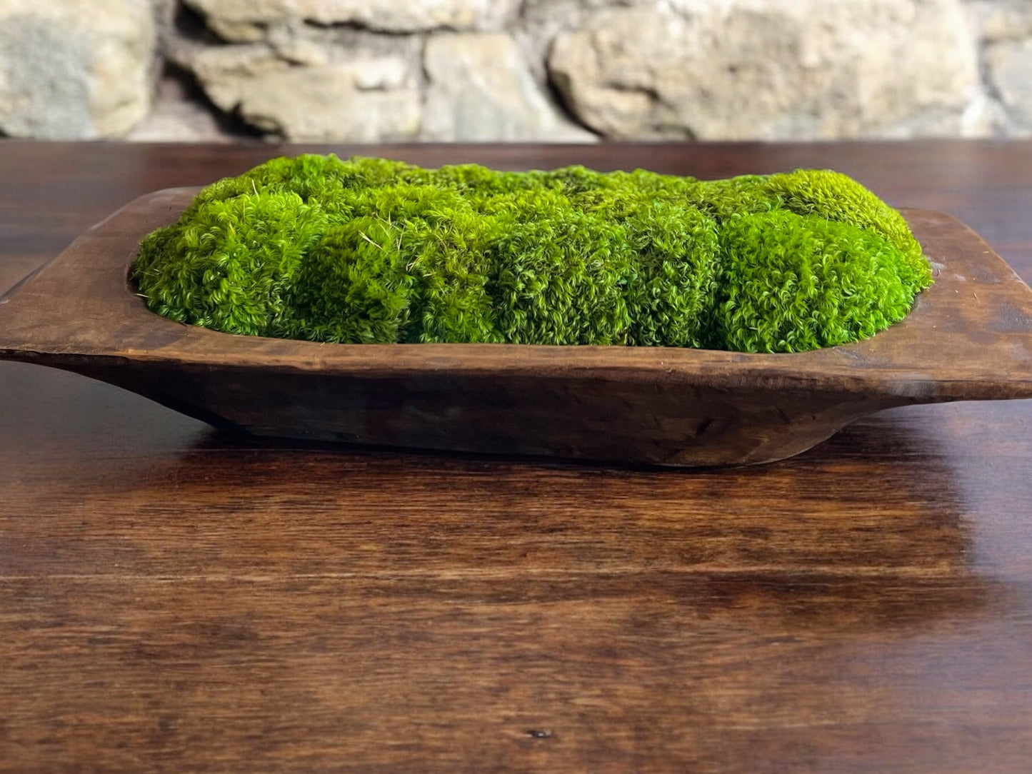 27” Grand Mid Century Modern Dough Bowl with Preserved Moss