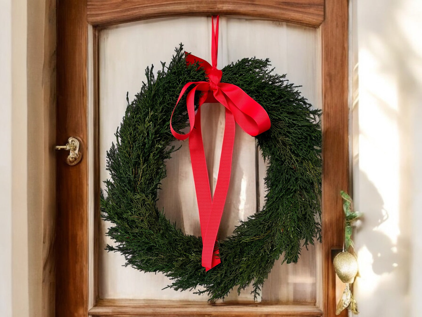 14-inch Preserved Cedar Wreath Christmas Door Wreath