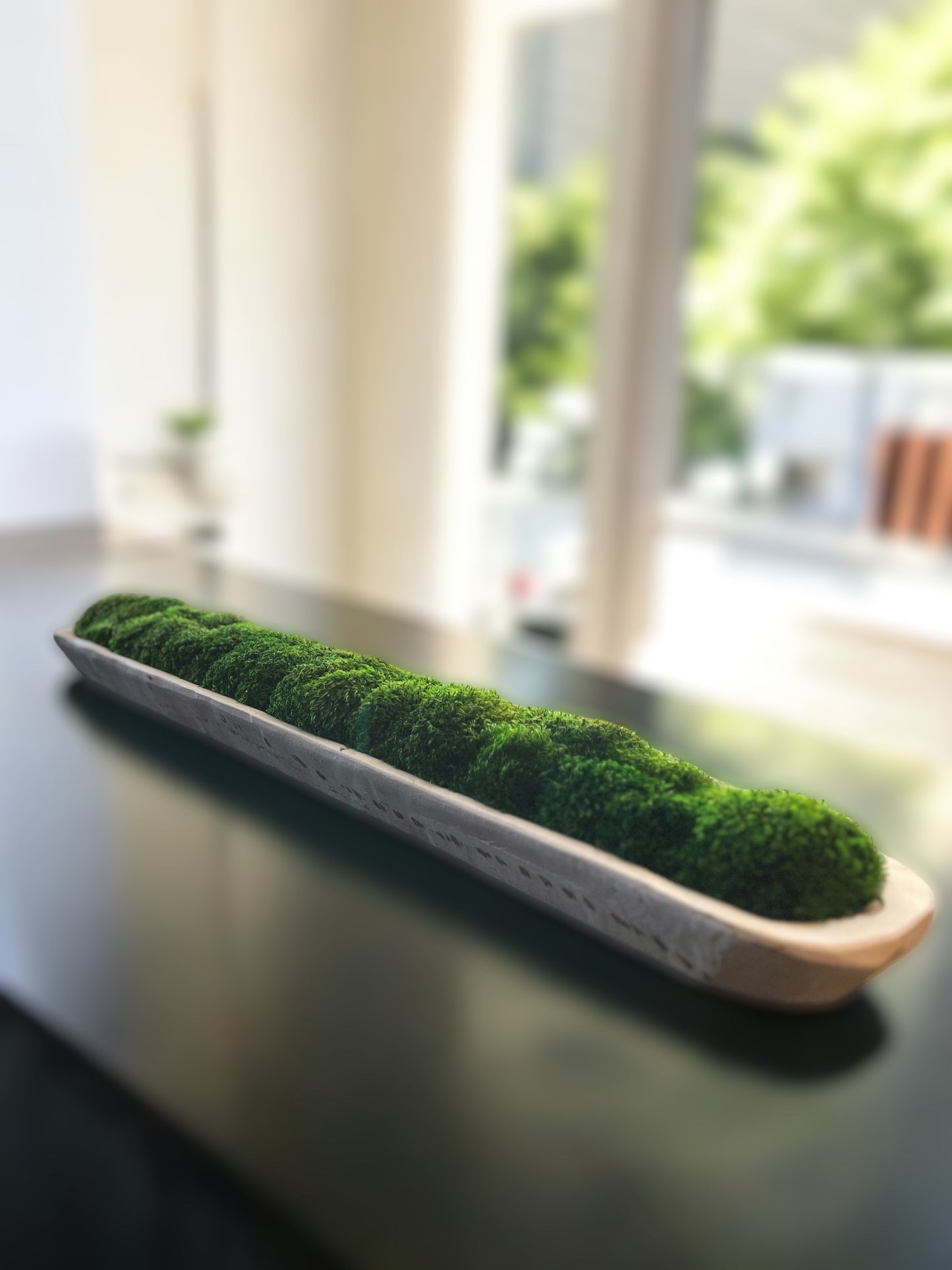 30" Long Moss Rustic Wood Dough Bowl