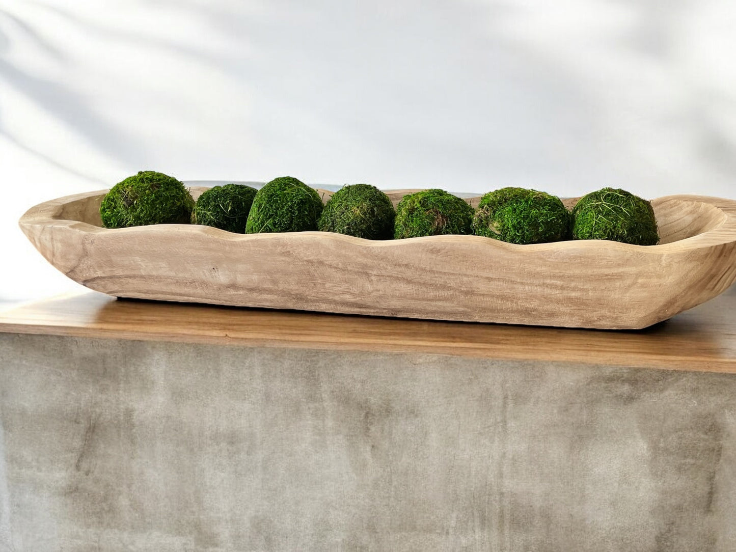 33” Decorative wood bowl with scalloped edges