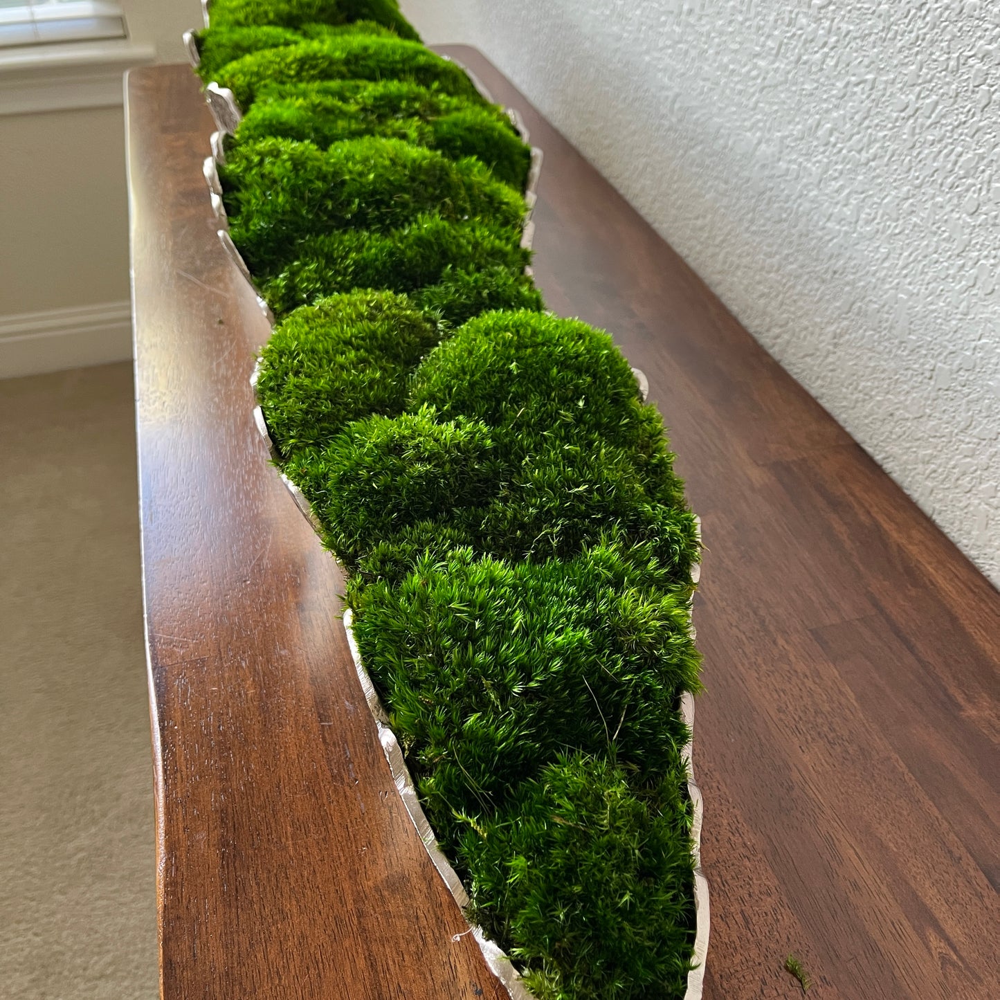 35" or 48" Pelagic Gold-Silver Metallic Aluminum Vessel with Preserved moss