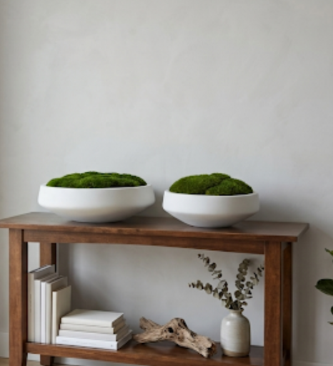 Preserved Moss Bowl – Maintenance Free Concrete Centerpiece Lasts 8+ Years
