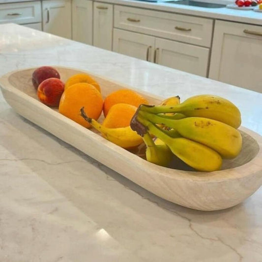 Handcarved wooden dough bowl rustic farmhouse centerpiece
