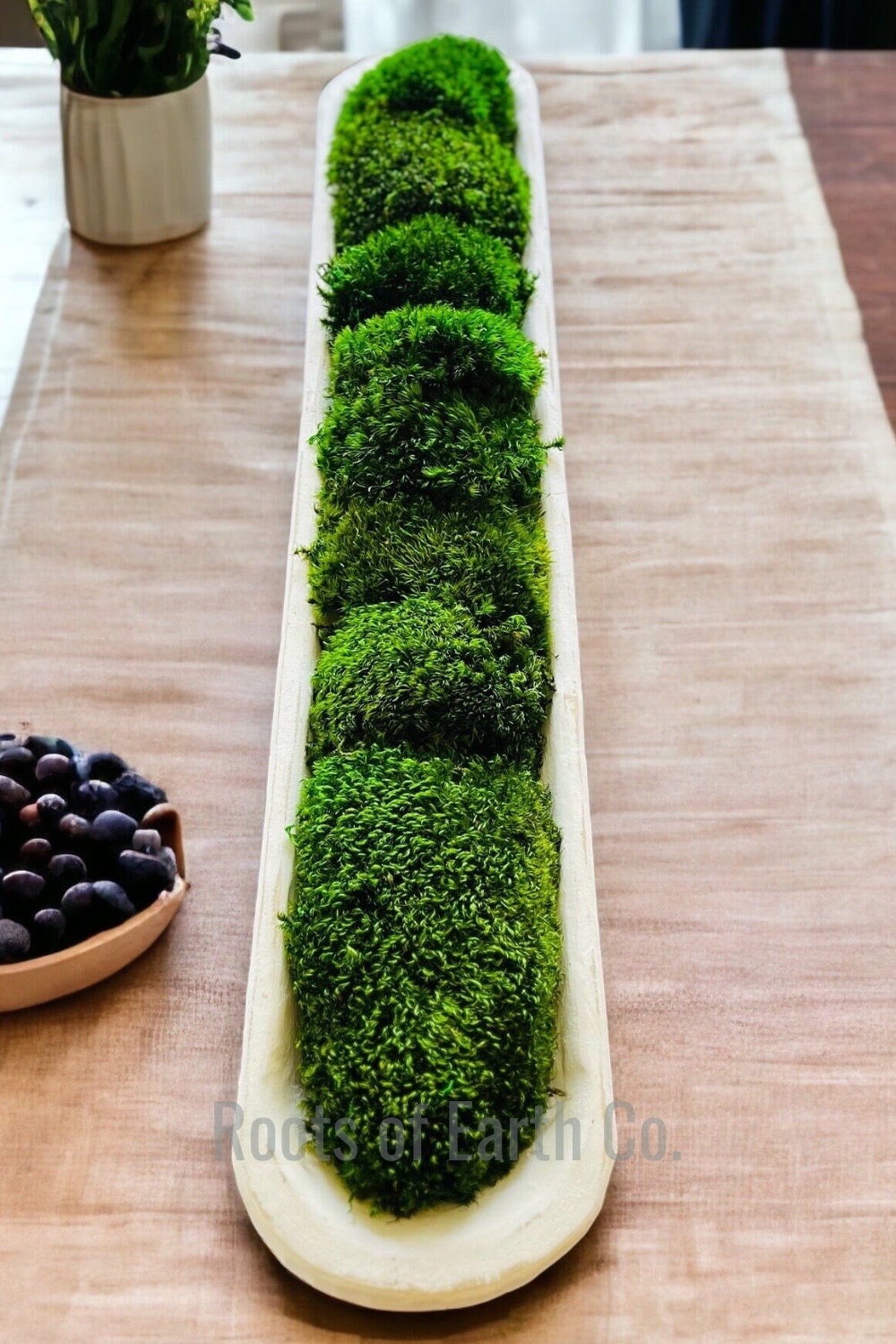 30" Long Moss Rustic Wood Dough Bowl