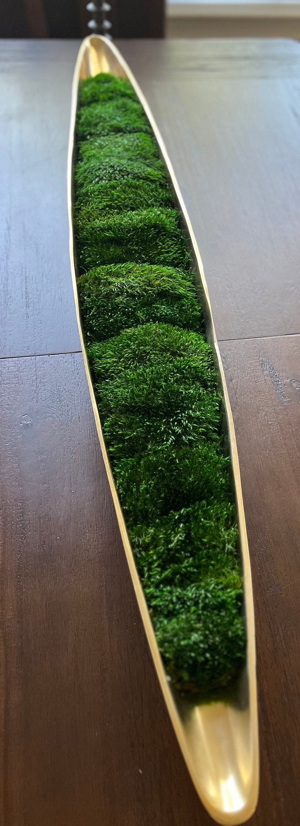 52" Extra Long Metal Boat Bowl w/ Variated Preserved moss