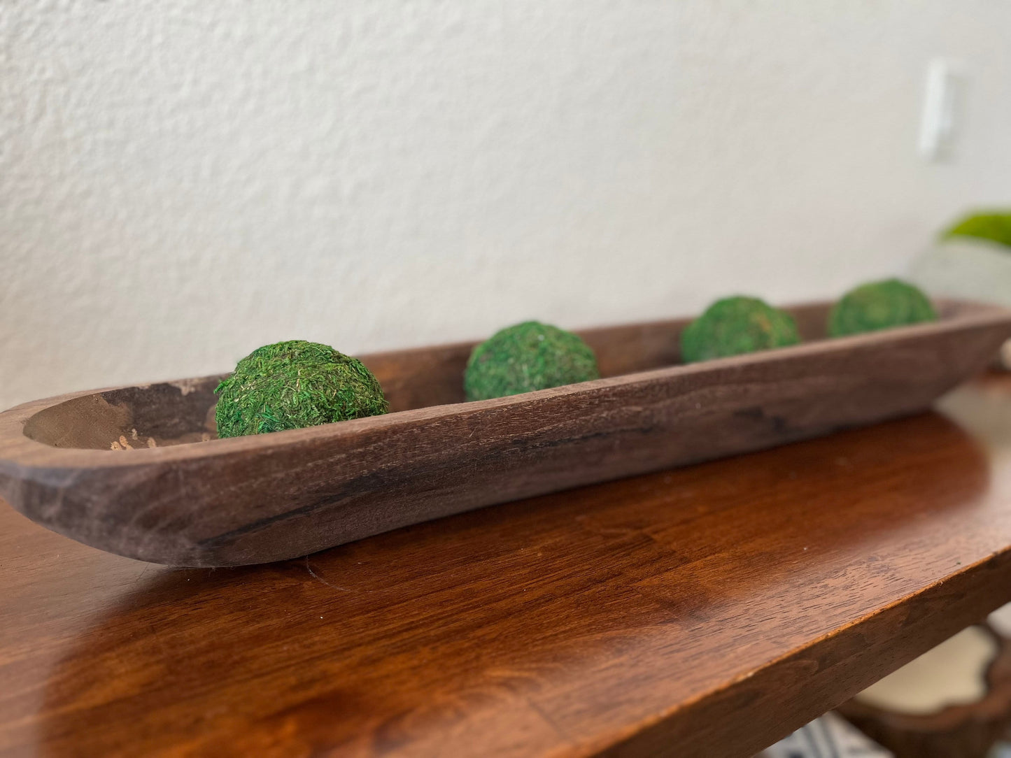 30" Handmade Long Wood Dough Decorative Bowl