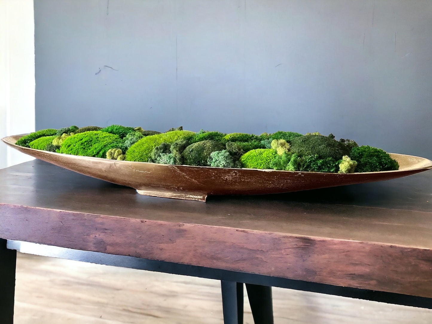 32" Preserved Moss Metal Boat Bowl