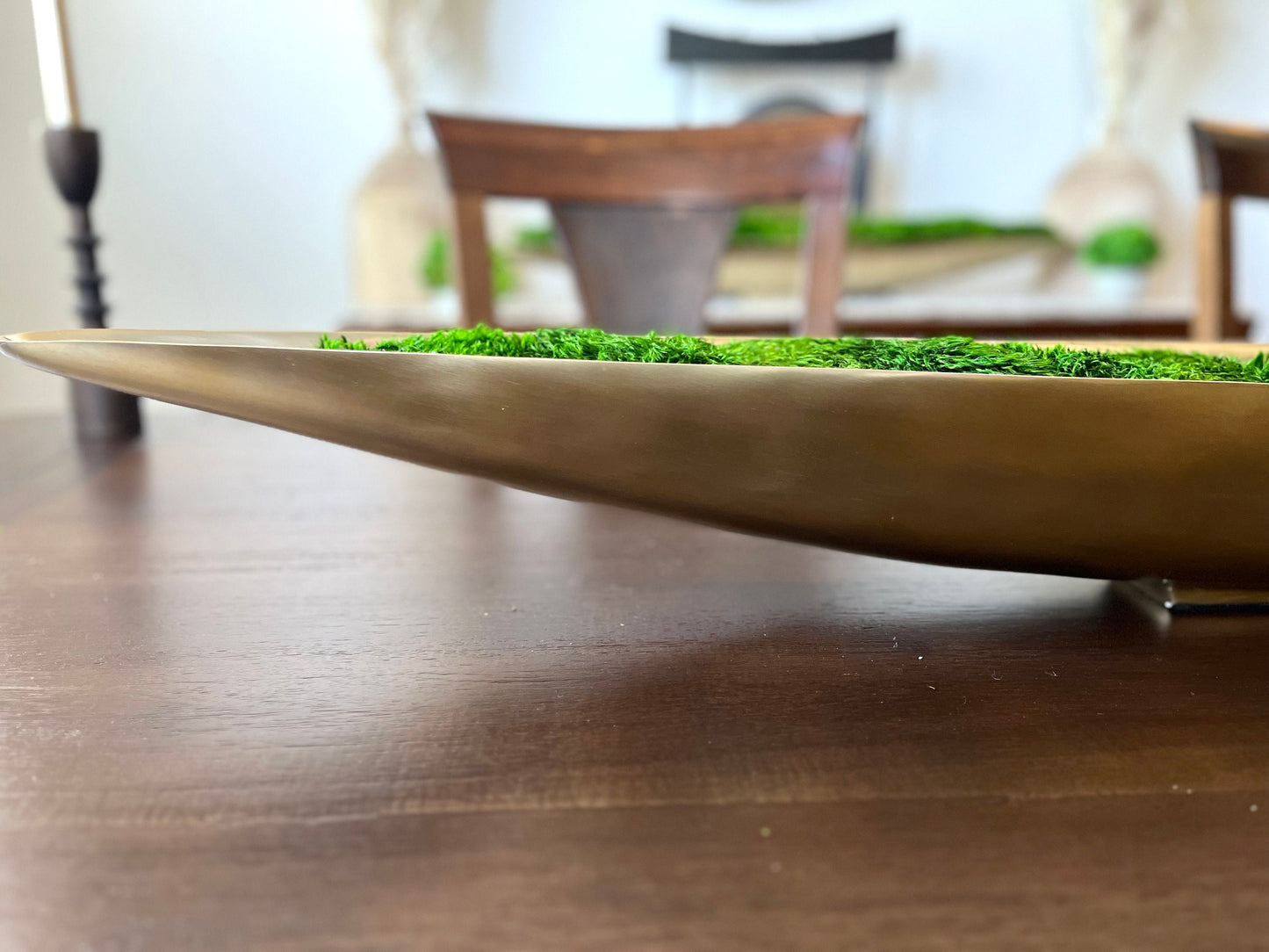 52" Extra Long Metal Boat Bowl w/ Variated Preserved moss