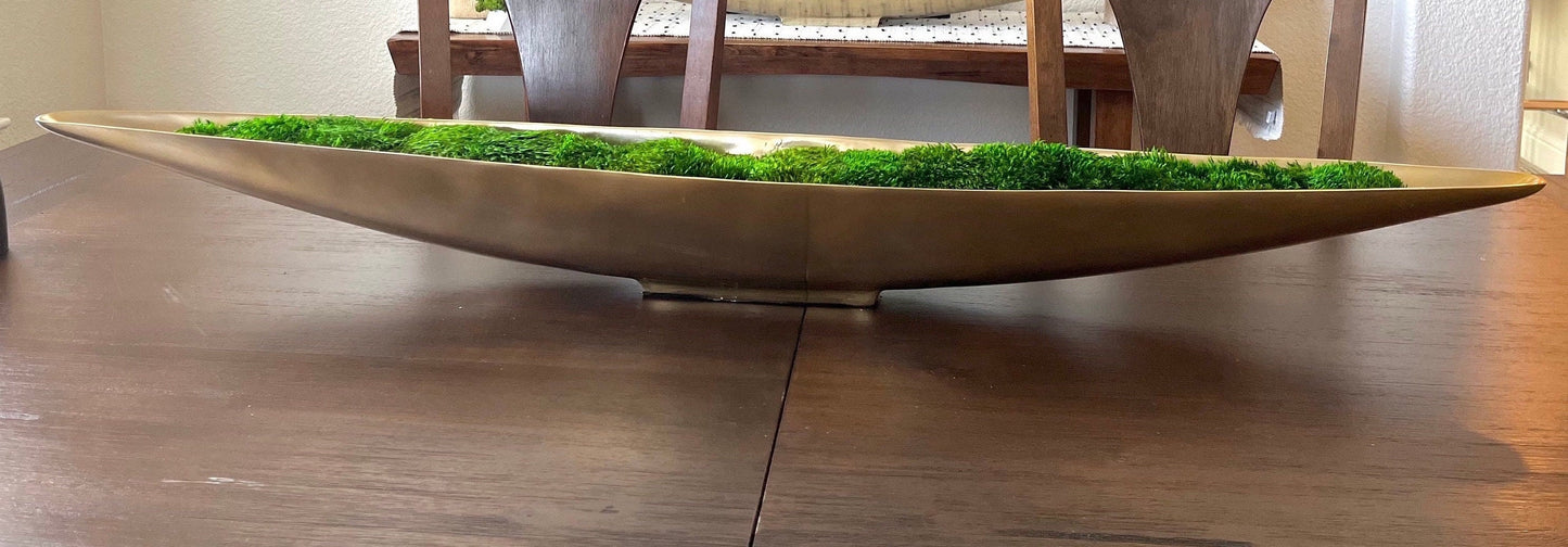 52" Extra Long Preserved Moss Metal Boat Bowl