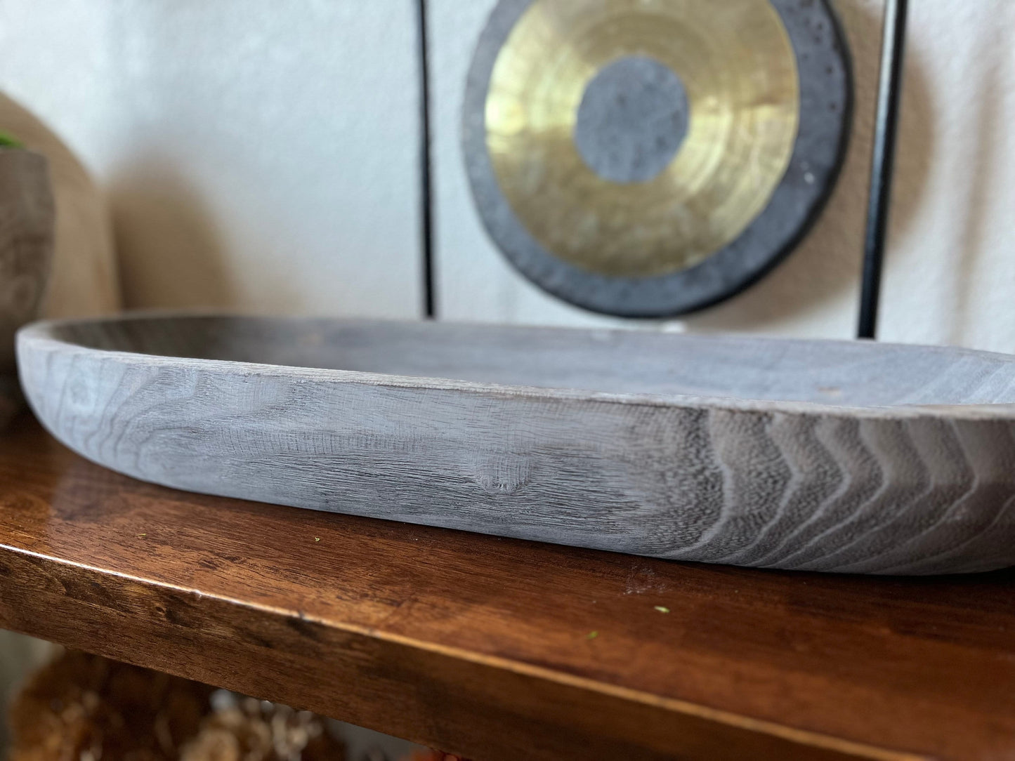 40" Handmade Long Wood Dough Bowl