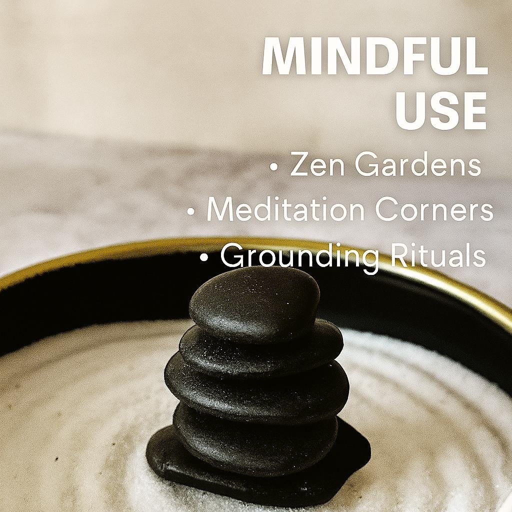 Set of black river stones for a zen garden