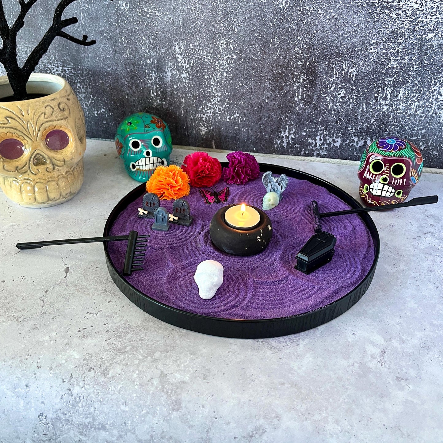 Day of the Dead meditation zen garden set