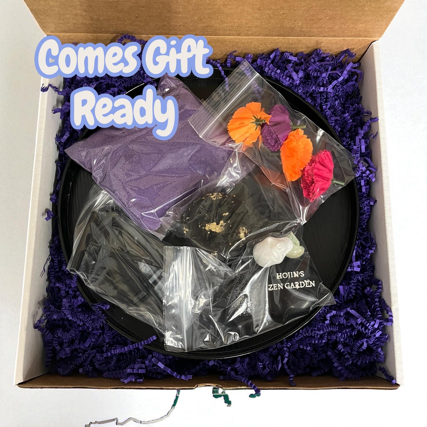 Día de los Muertos zen garden kit contents in gift box