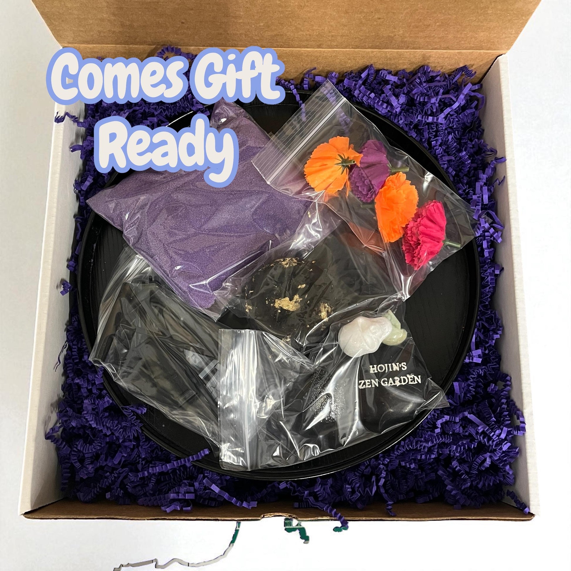 Día de los Muertos zen garden kit contents in gift box
