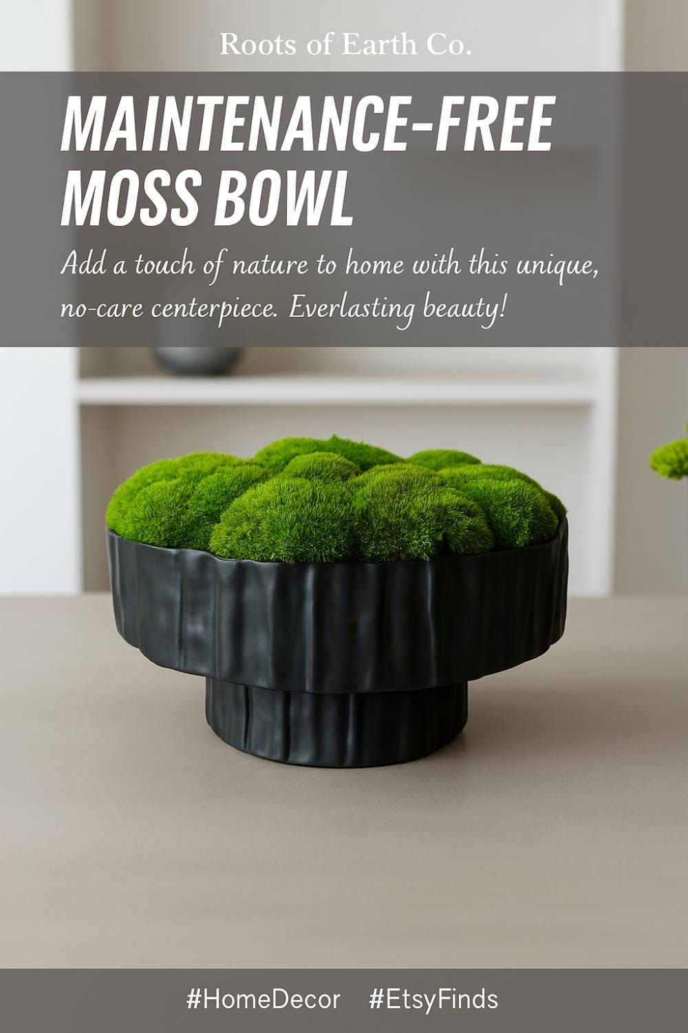 Large statement ceramic moss planter, 13 inch pedestal design