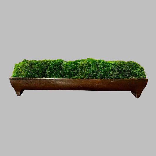 Bronze Aluminum Metal Patina Trough w/ Moss