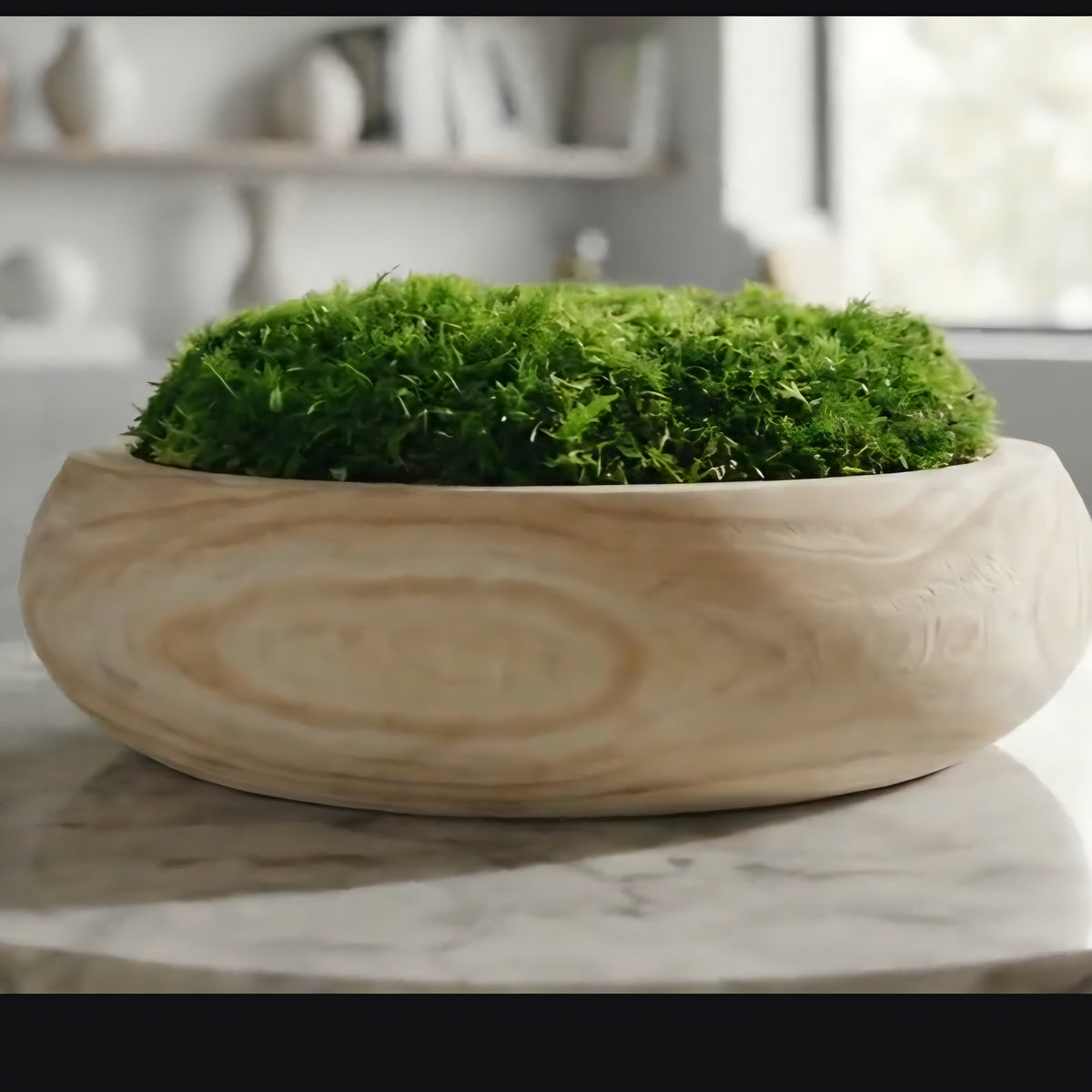 Moss Centerpiece Bowl – 12" Round Preserved Natural Rustic Table Decoration