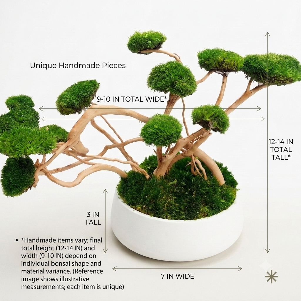Preserved Moss Bonsai – Maintenance-free Driftwood Zen Desk Decor