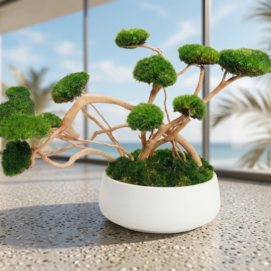 Preserved Moss Bonsai – Maintenance-free Driftwood Zen Desk Decor
