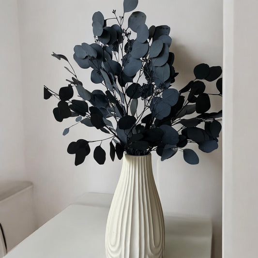 Preserved Silver Dollar Eucalyptus – Dark Green Dried Stems for Vase & Wedding Decor