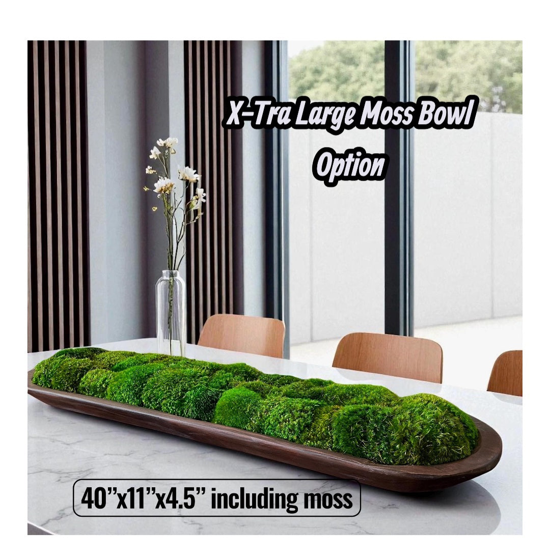 40” Preserved Moss Centerpiece Large Dough Bowl