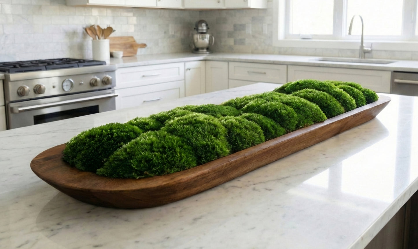 40” Preserved Moss Centerpiece Large Dough Bowl