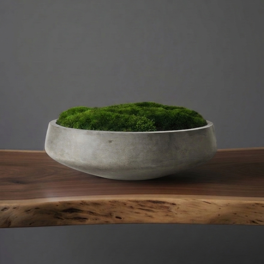 Preserved Moss Bowl – Maintenance Free Concrete Centerpiece Lasts 8+ Years