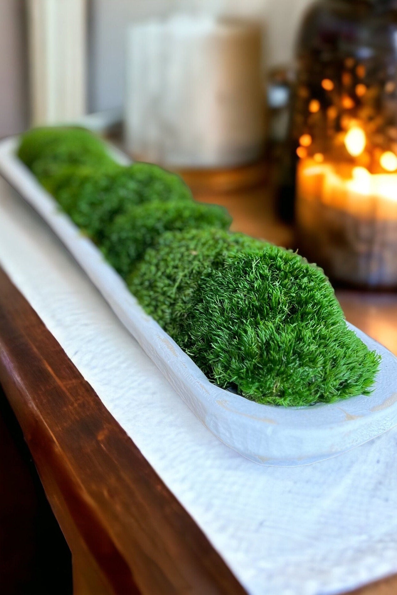 30" Long Moss Rustic Wood Dough Bowl