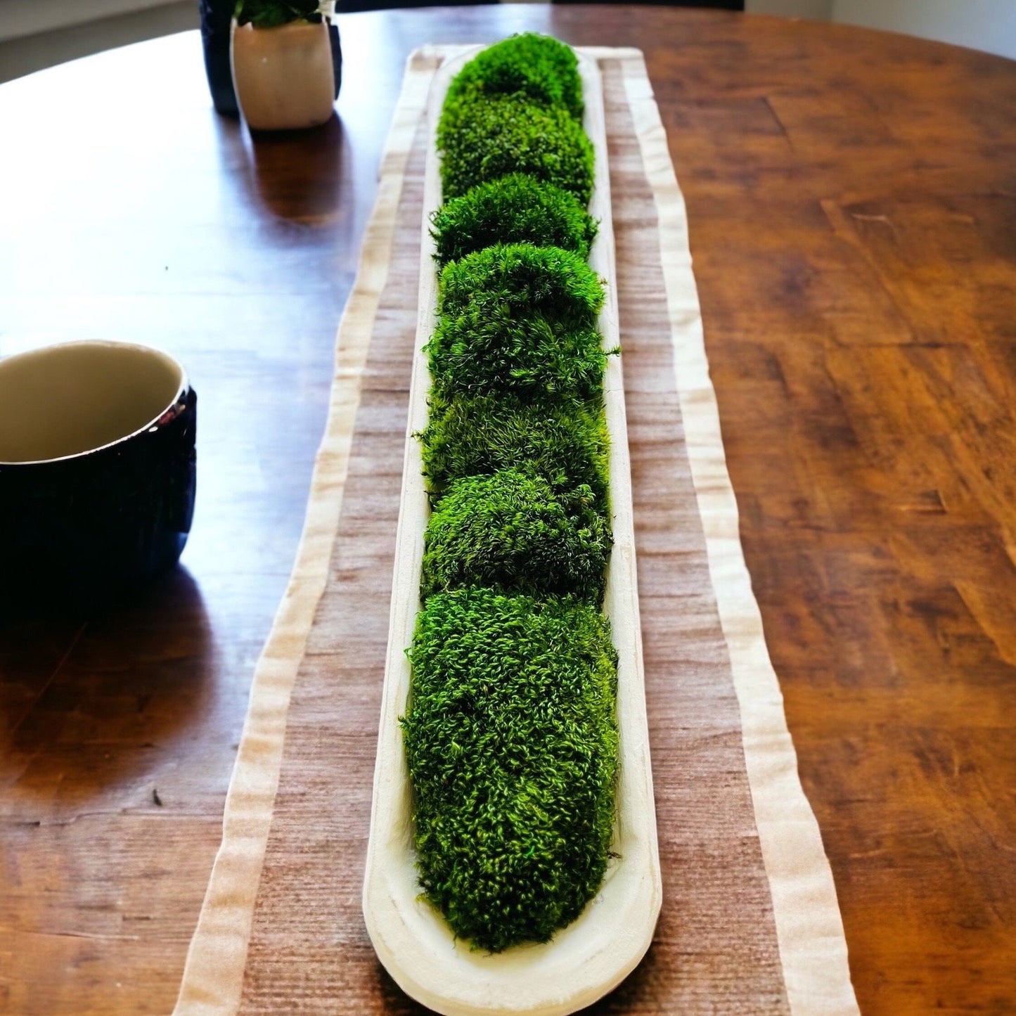 30" Long Moss Rustic Wood Dough Bowl