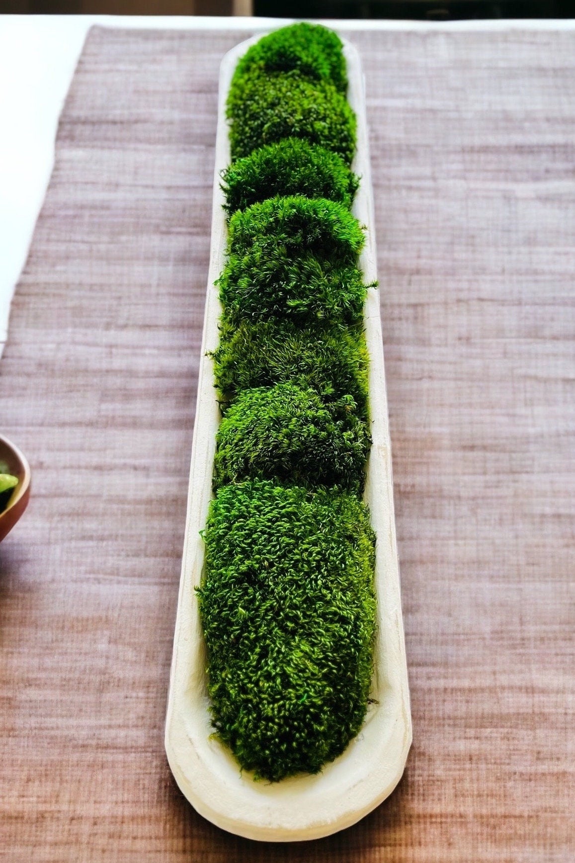 30" Long Moss Rustic Wood Dough Bowl